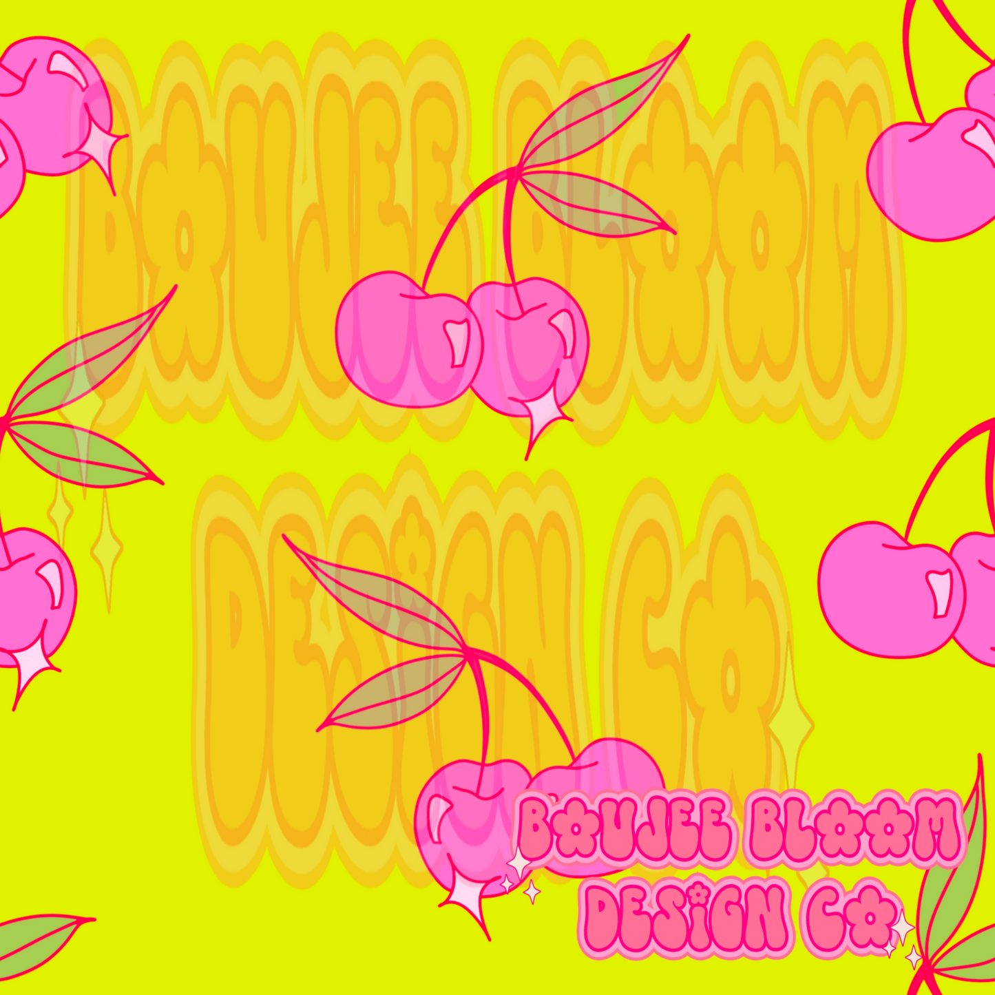 Neon Cherries Seamless