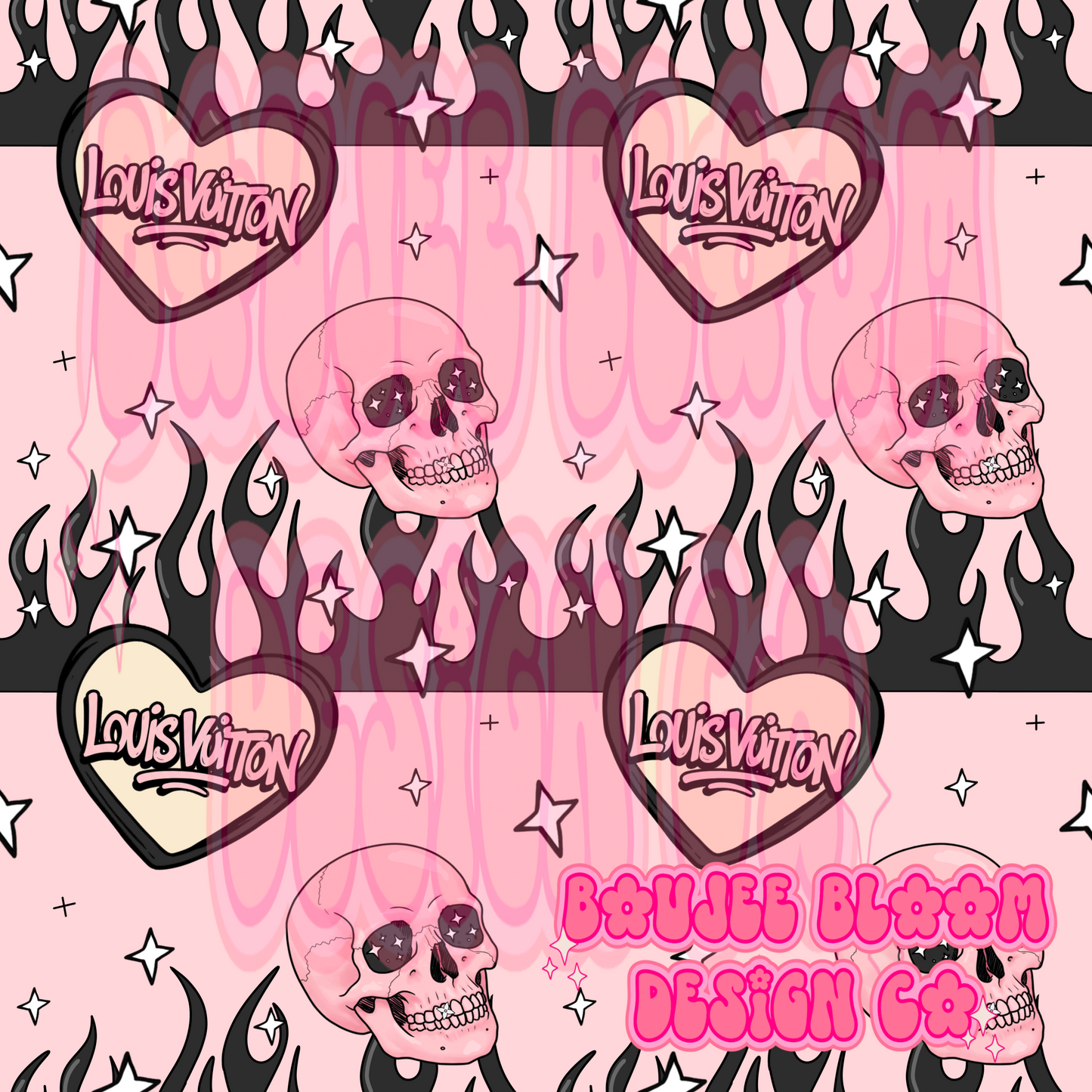 Boujee Skulls Pink Seamless