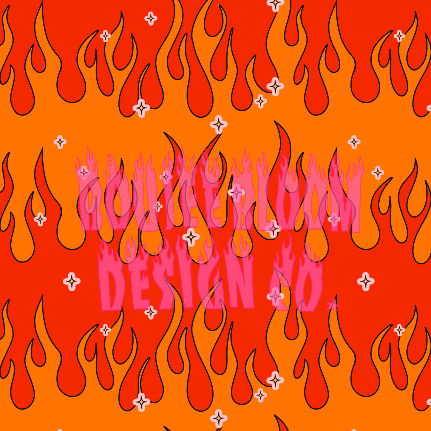 Orange and Red Flame Girly Seamless