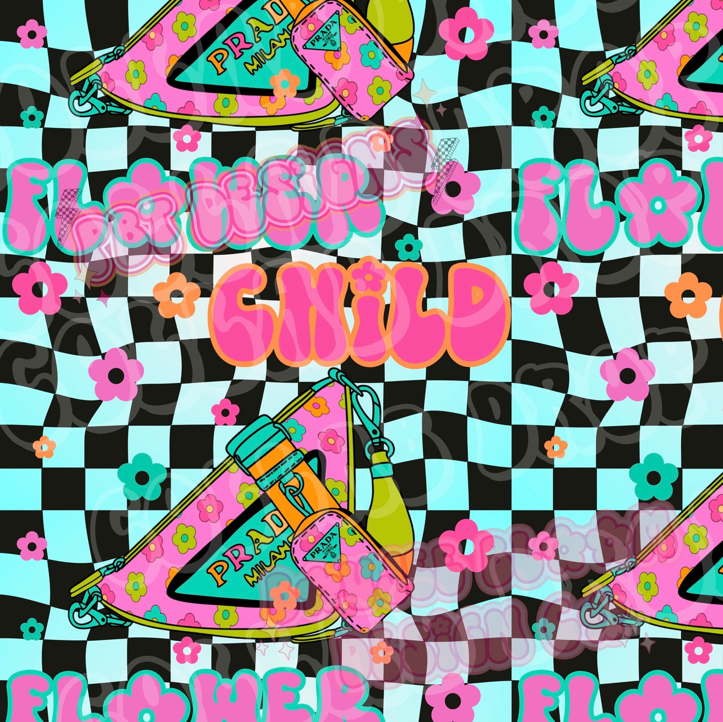 90s Floral Neon Bum Bag Seamless