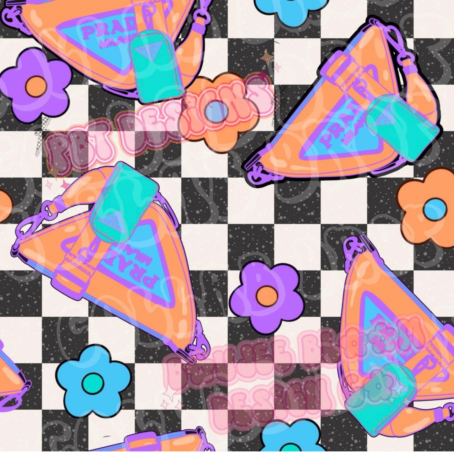 Checkered Neon Bum Bag Seamless