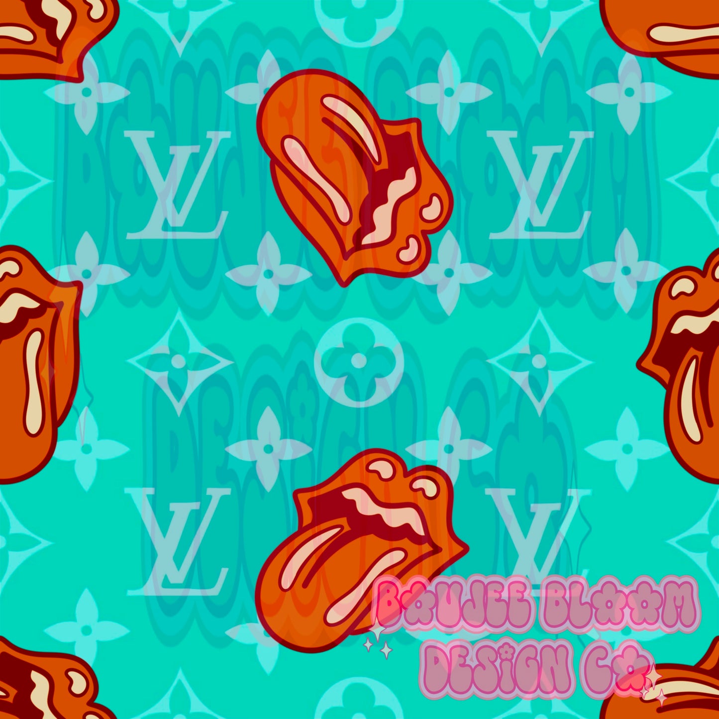 Tongue Boujee Teal Seamless