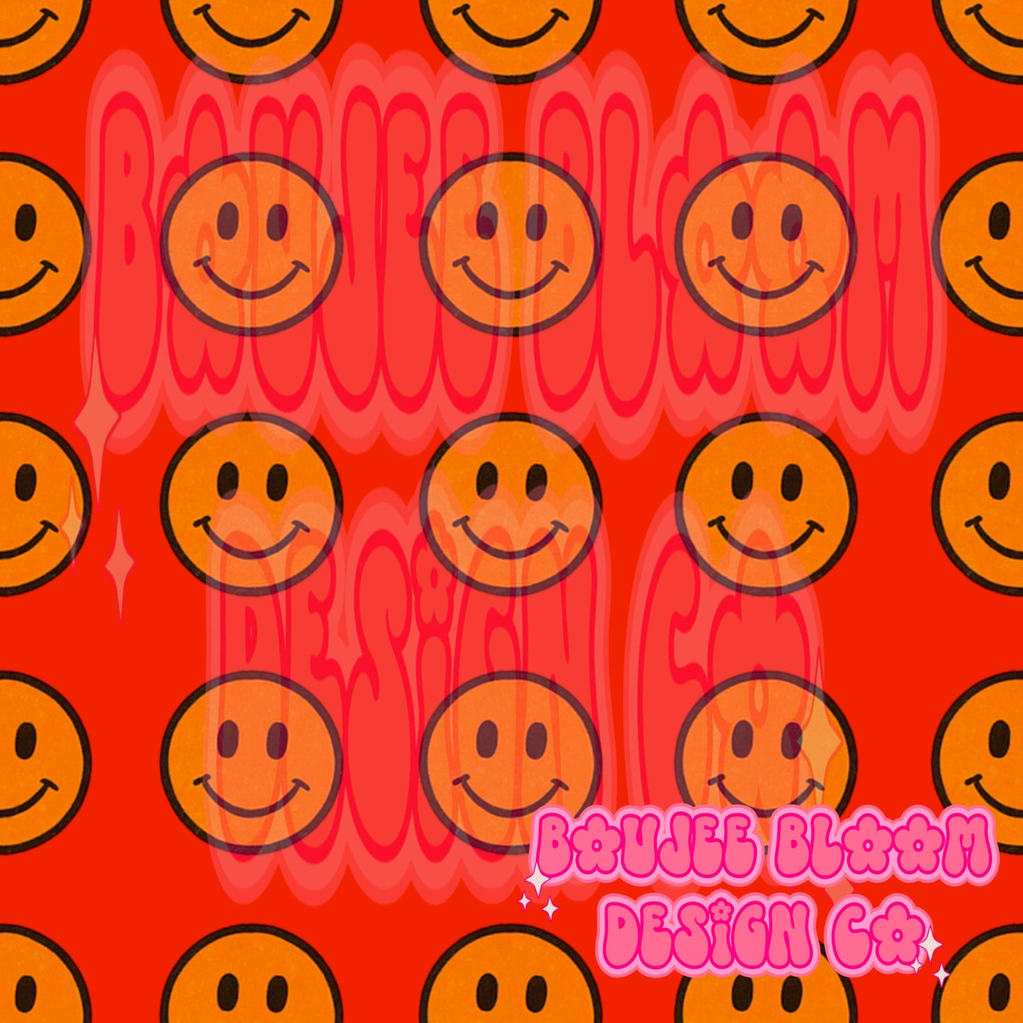 Burnt Neon Red Smiles SEAMLESS
