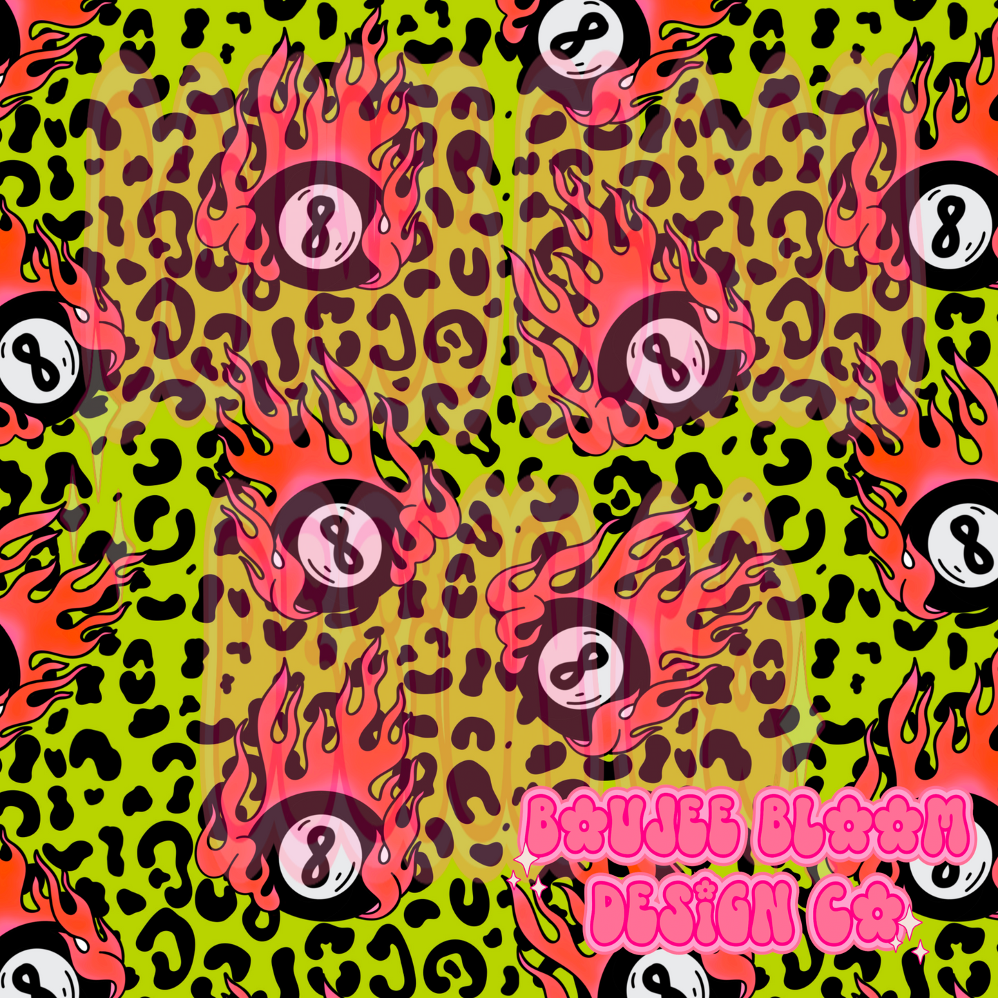 8 Ball Flames cheetah seamless