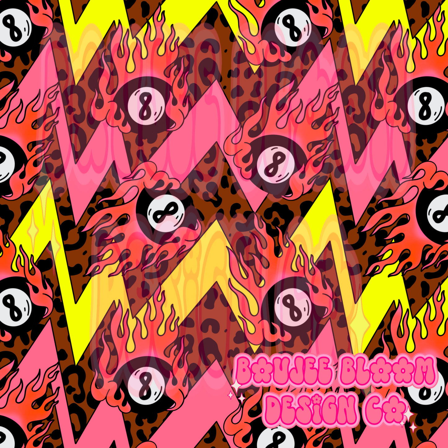 8 Ball Flames Retro seamless