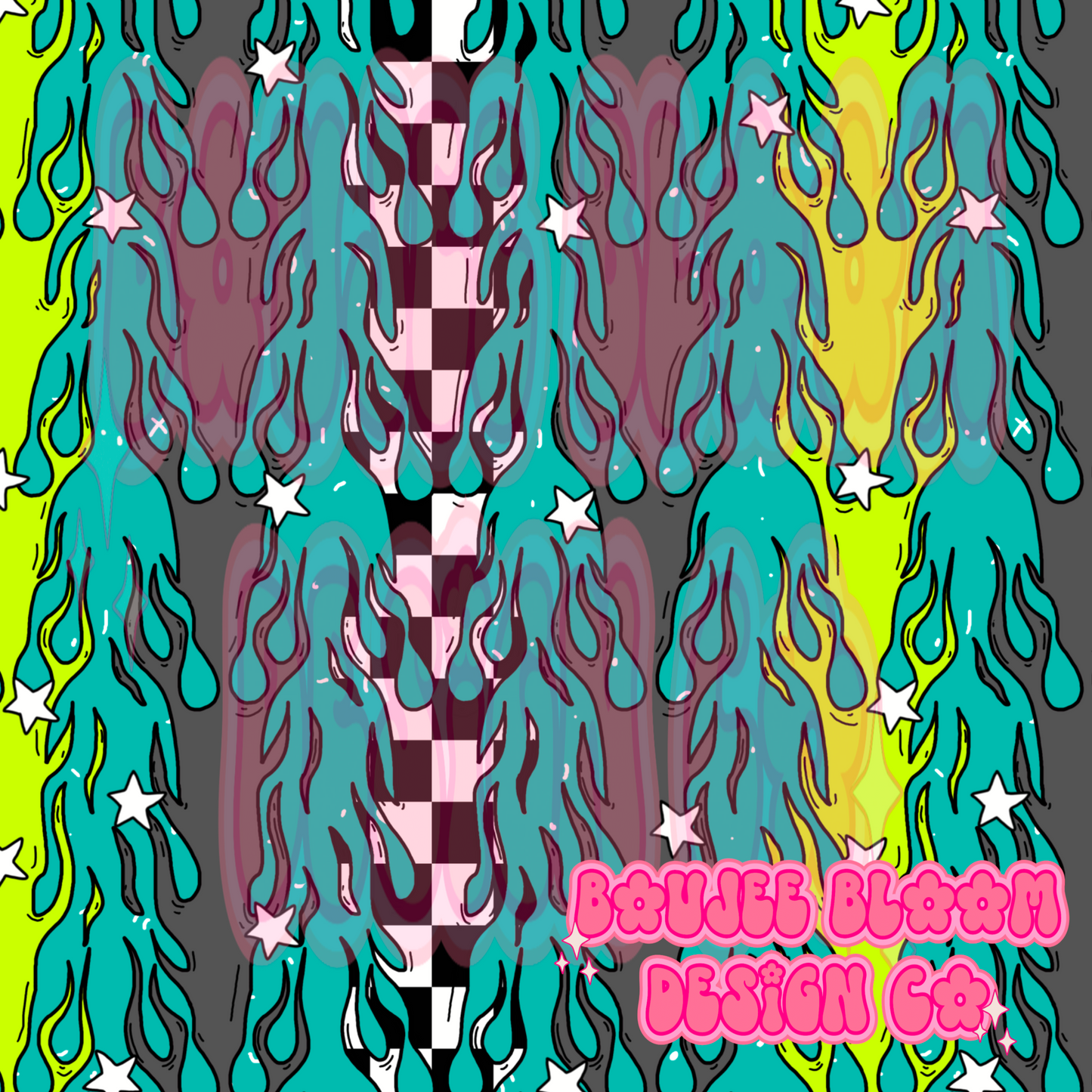 Hot Rod Electric Teal seamless