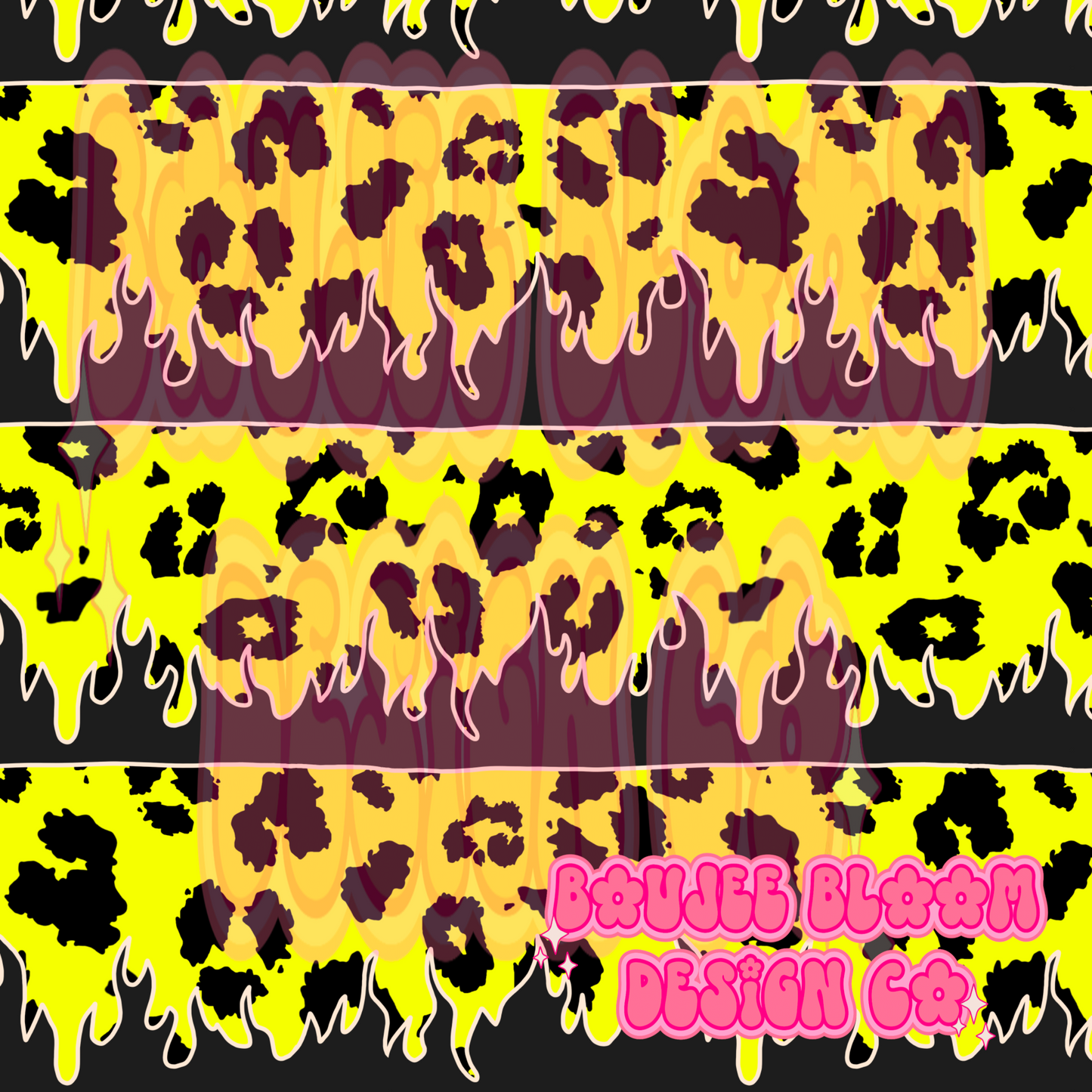 Neon Cheetah and Flames seamless