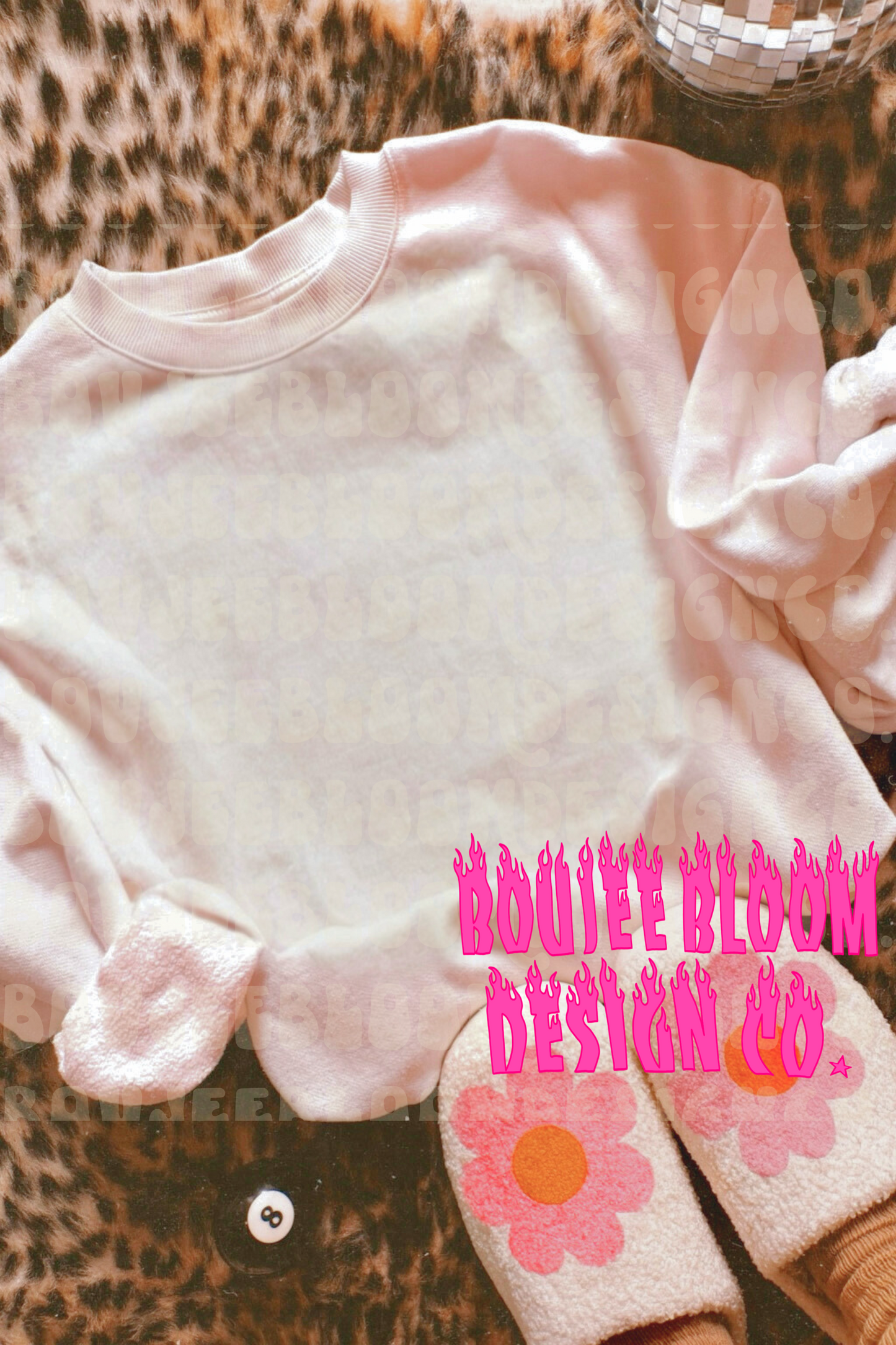 Flower Power Light Pink Crew Mockup