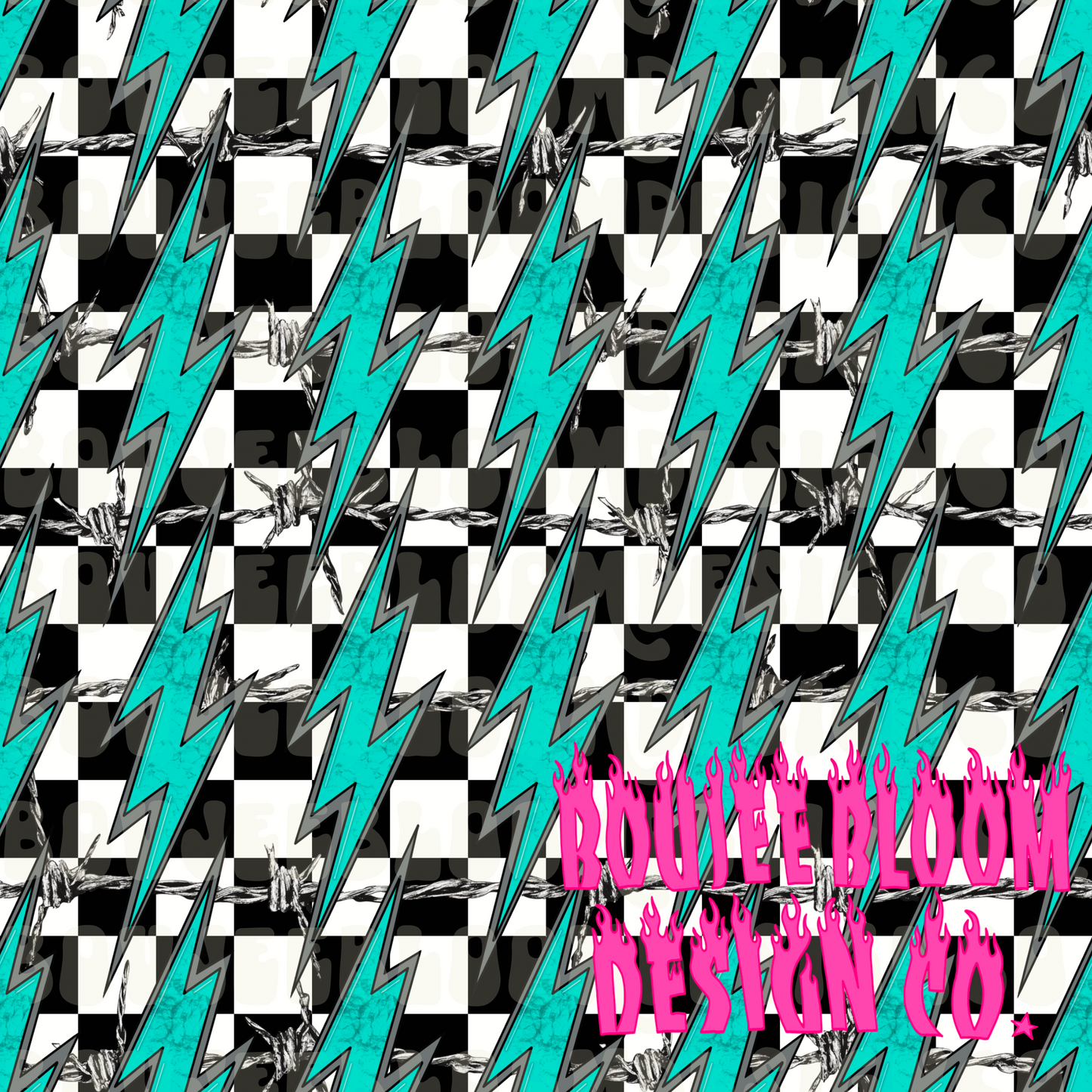 Barbwire and Turquoise Bolts Seamless