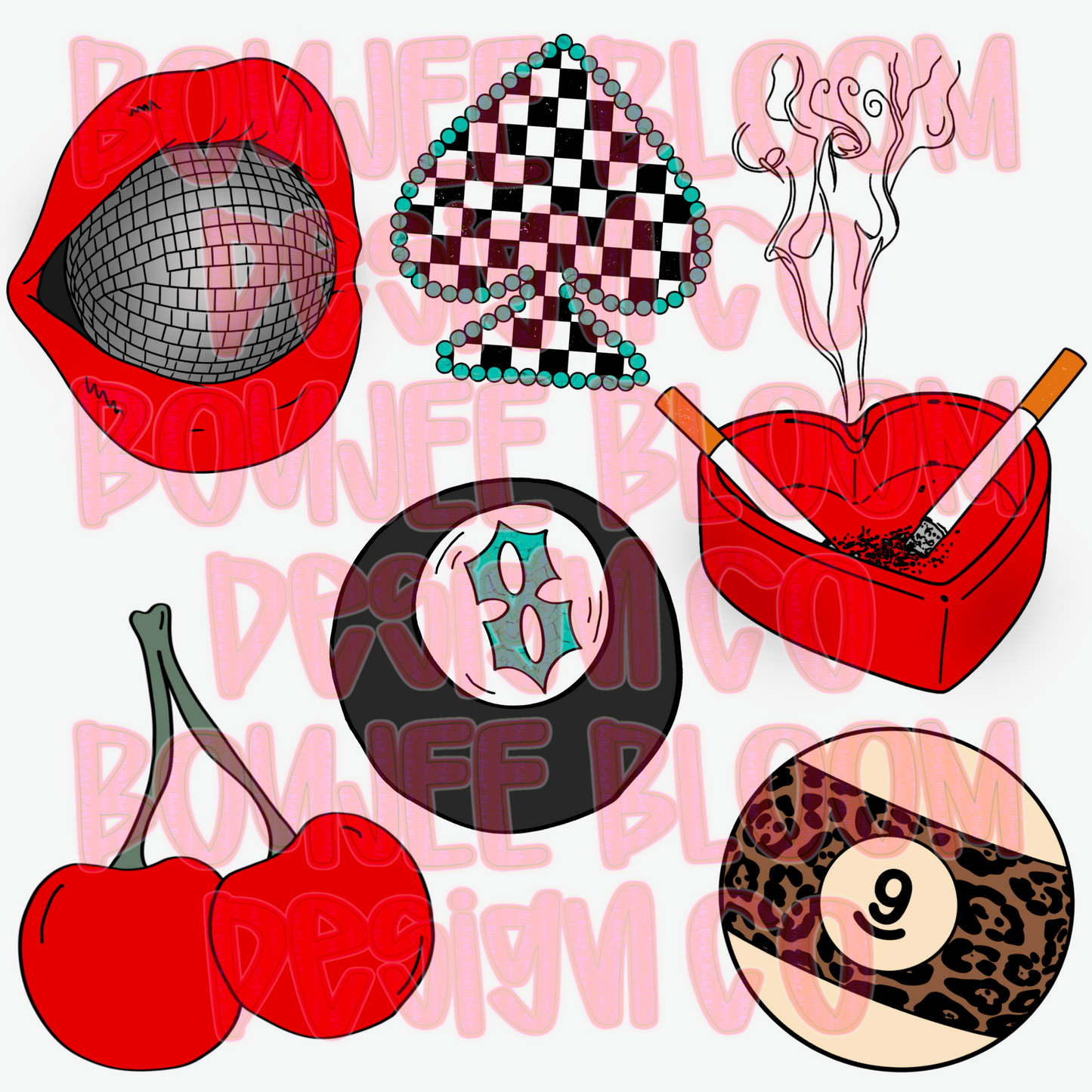 Cherry Smoke Club - Commercial Use Only Clip Art Bundle