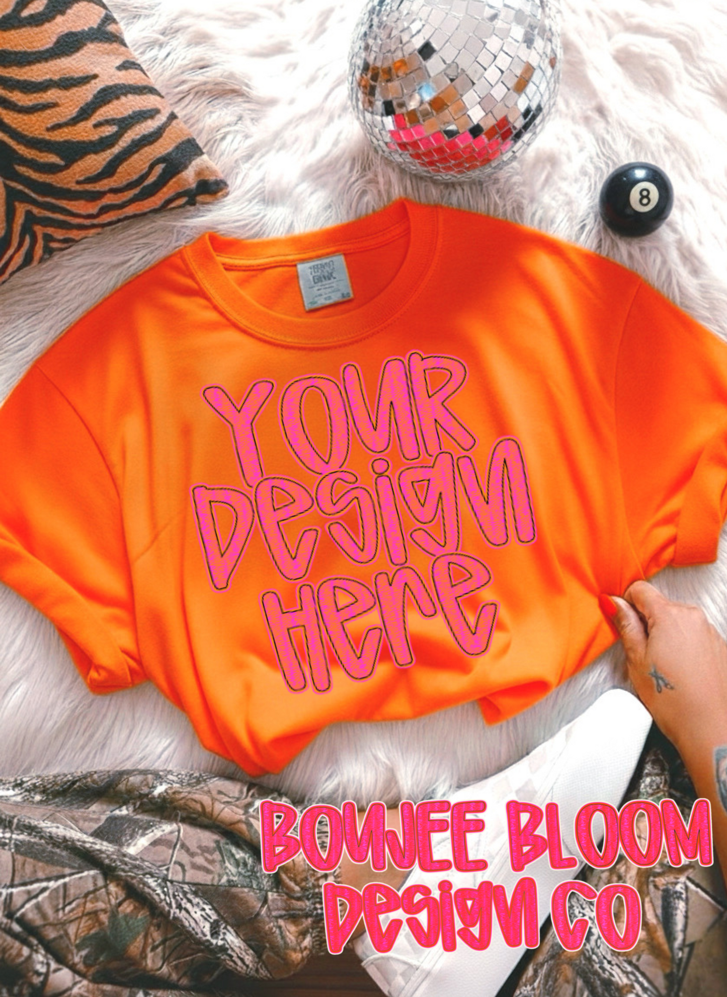 Orange Tee and 8 Ball Mock