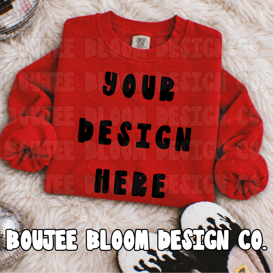 Red CC Sweatshirt Mock Up
