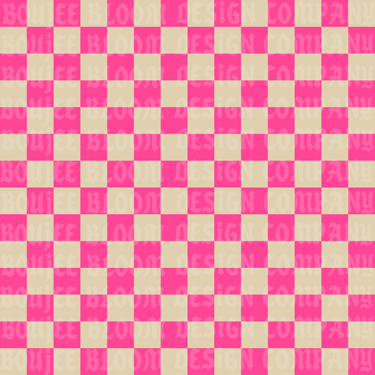Pink Cream Checkered Seamless