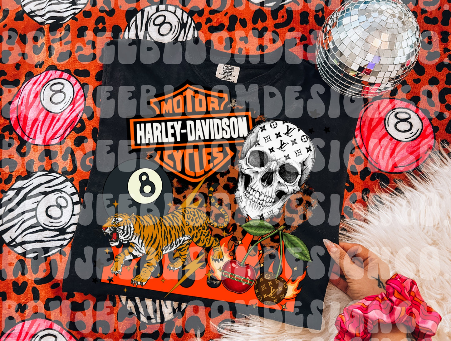 Boujee Biker Red Flames PNG