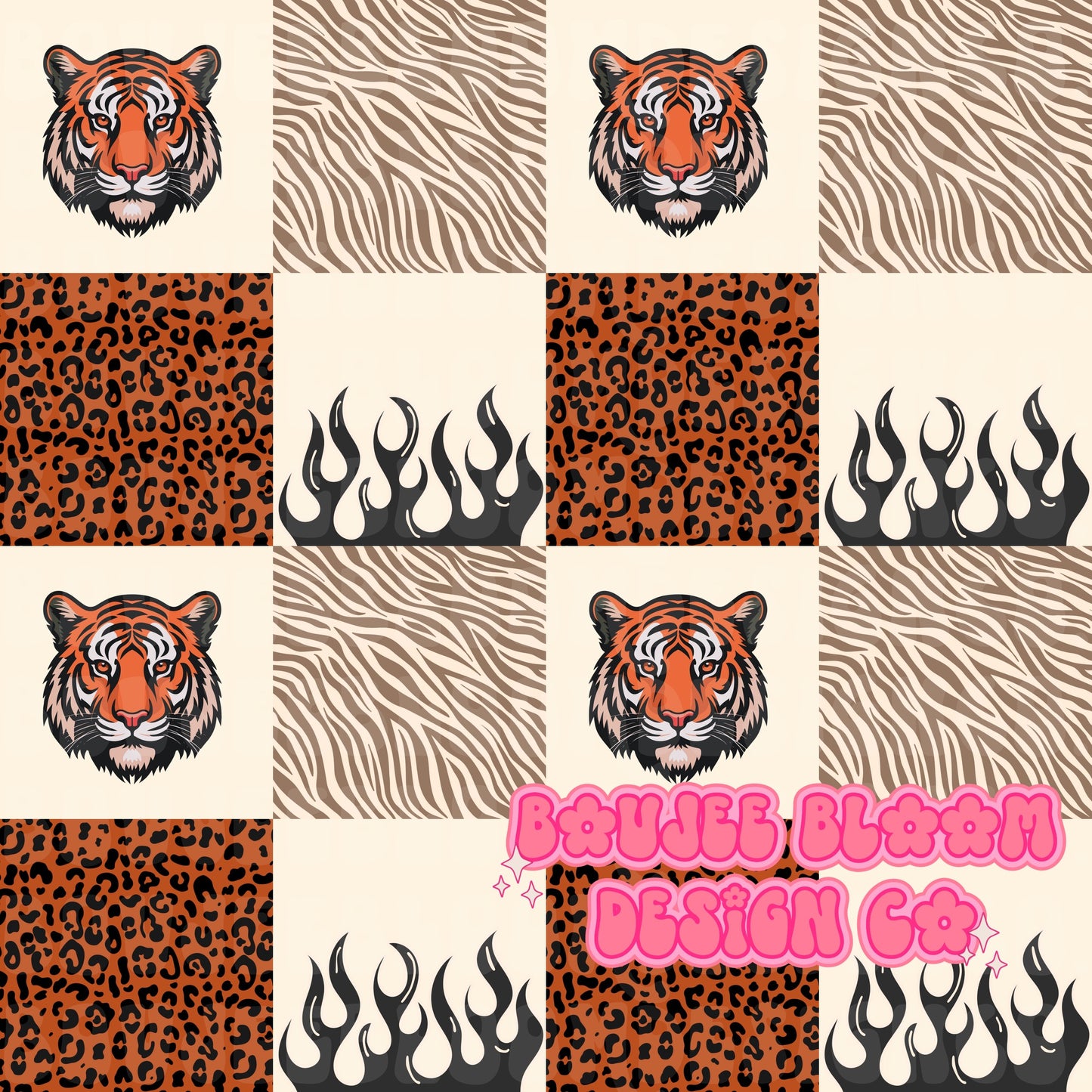 Tiger Checkerwork Seamless