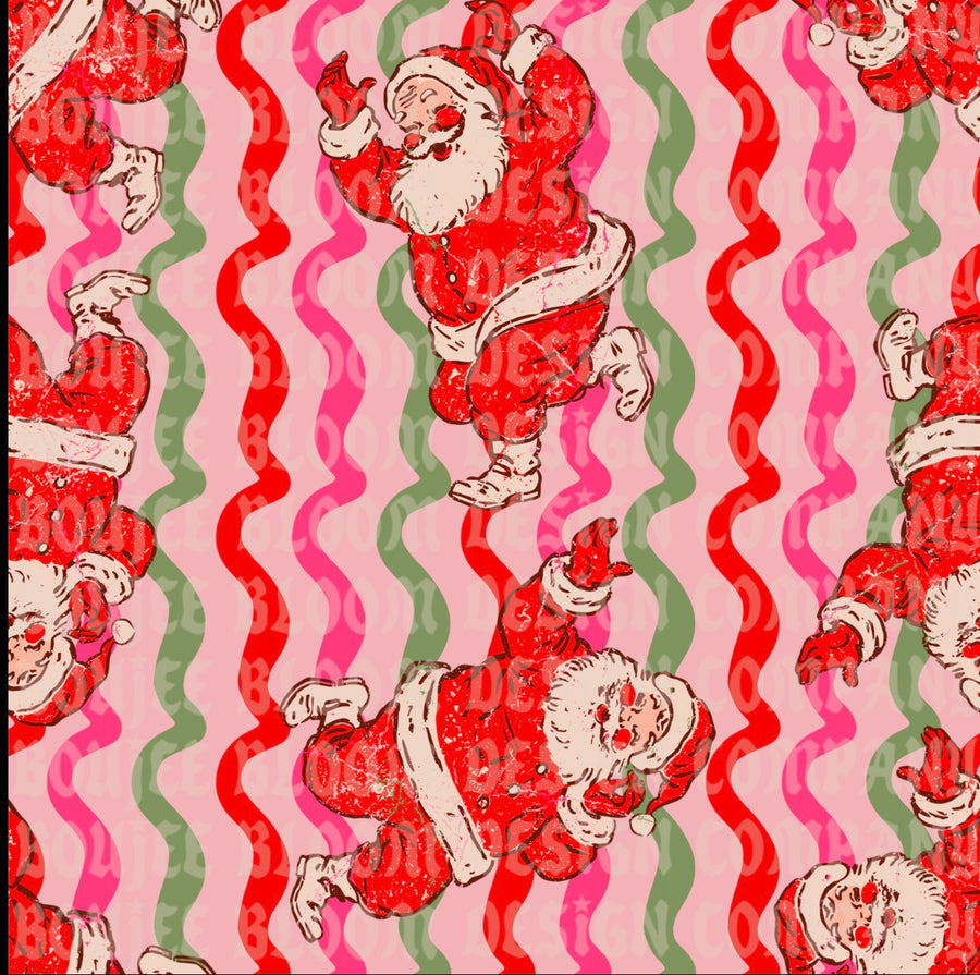 Striped Santa Pink Seamless