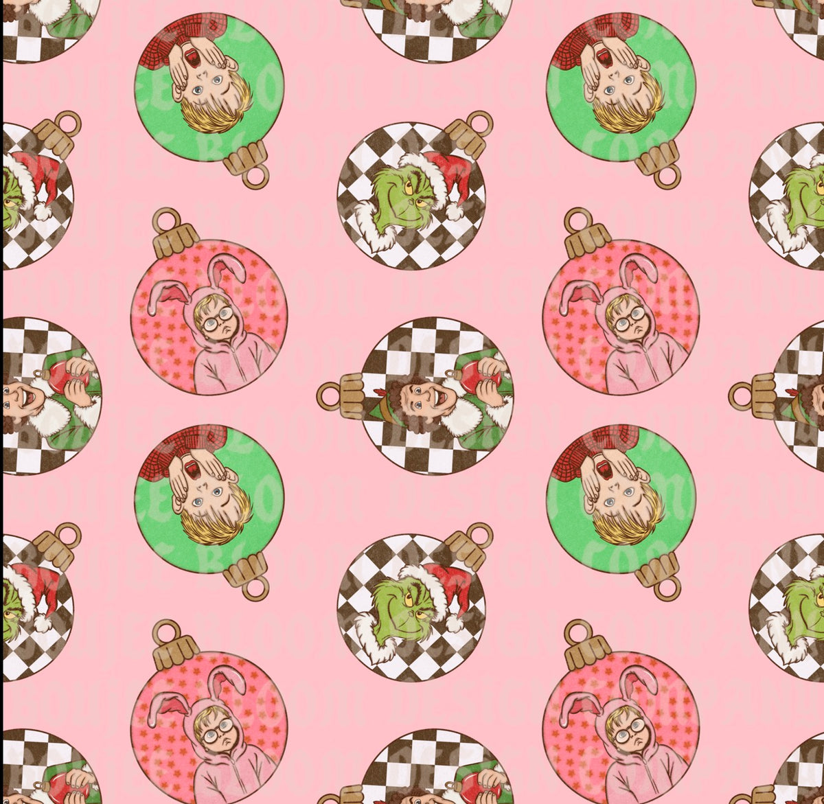 Pink Christmas Ornament Character Seamless
