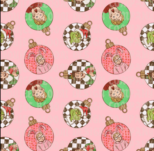 Pink Christmas Ornament Character Seamless