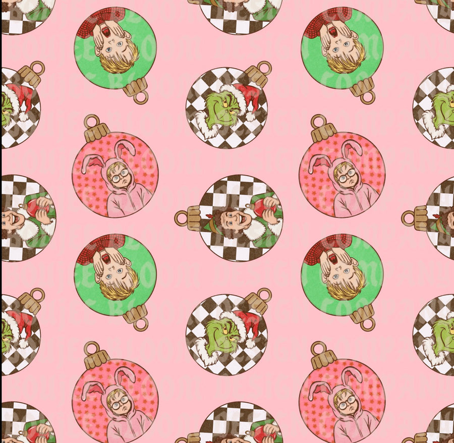 Pink Christmas Ornament Character Seamless