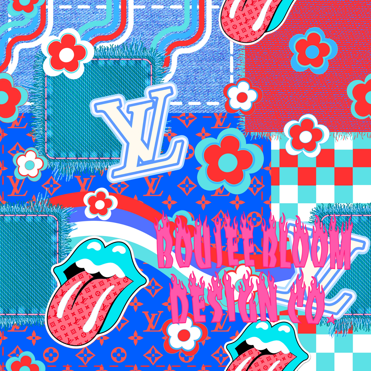 Boujee Patchwork RWB Seamless