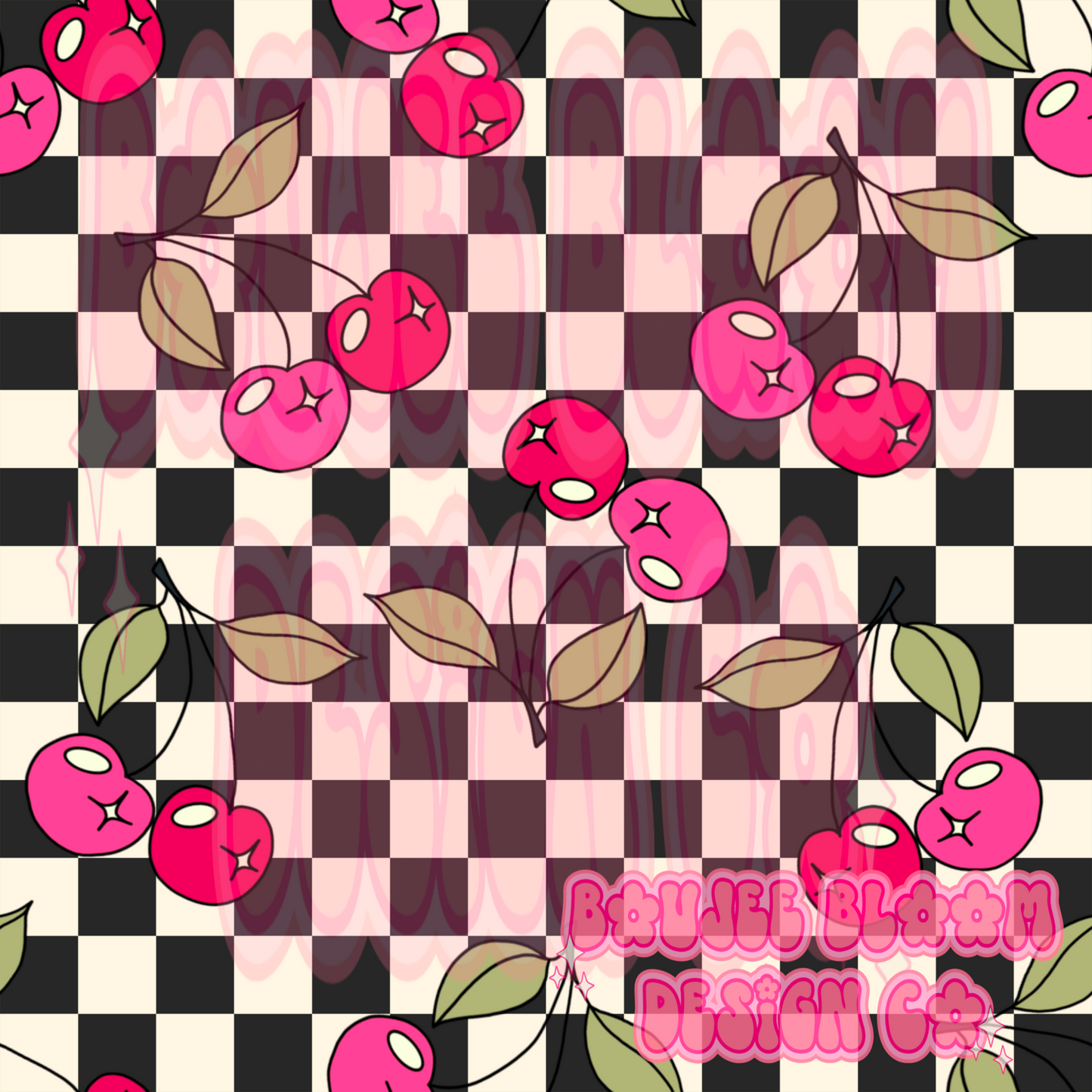 Groovy Cherries Checker Seamless