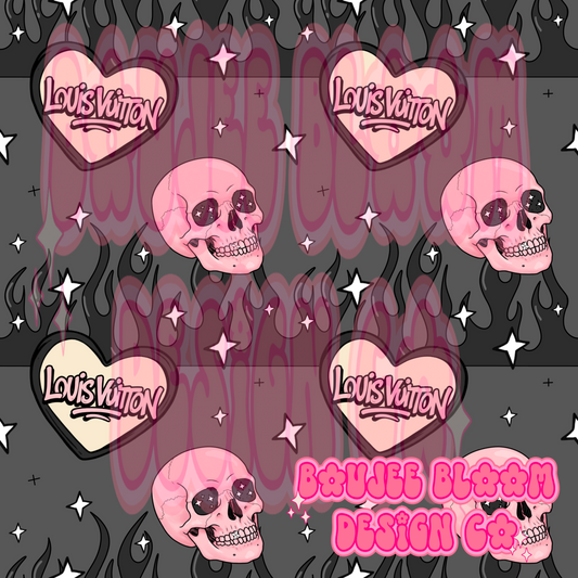 Boujee Skulls Greyscale Seamless