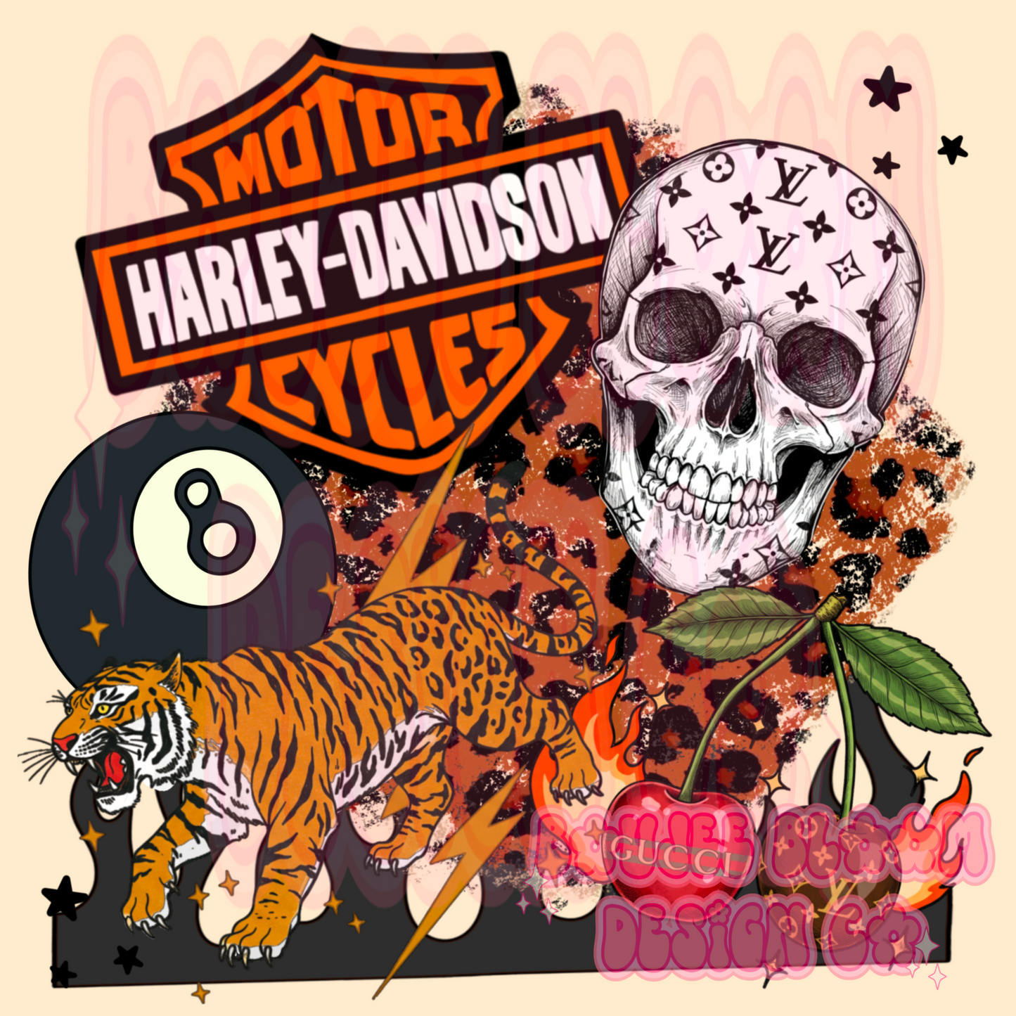 Boujee Biker Black Flames PNG