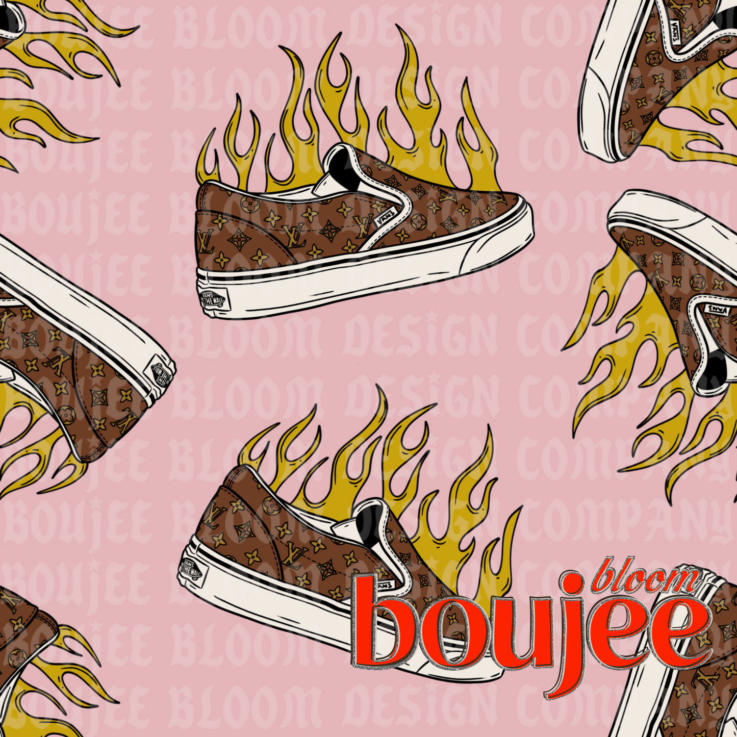Boujee Shoes with Flames SEAMLESS