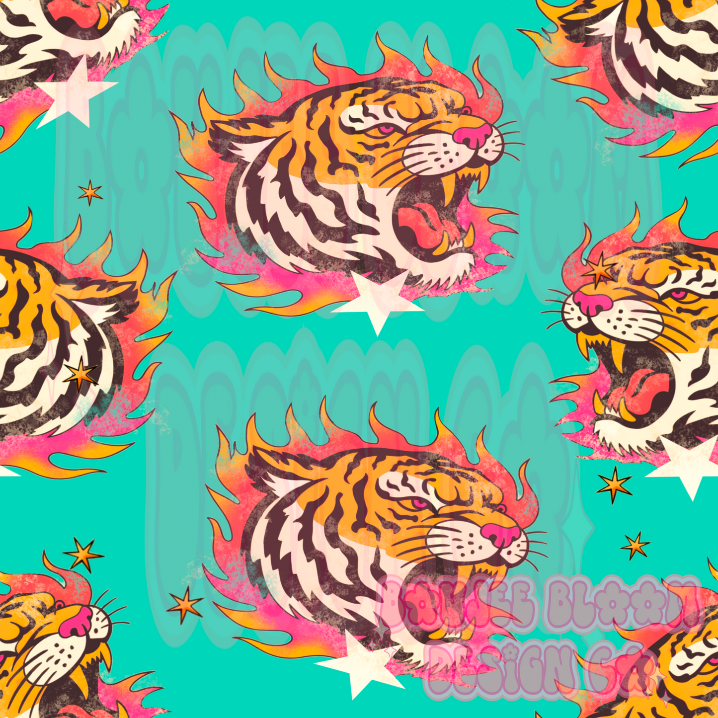 Brights Tiger Teal Seamless