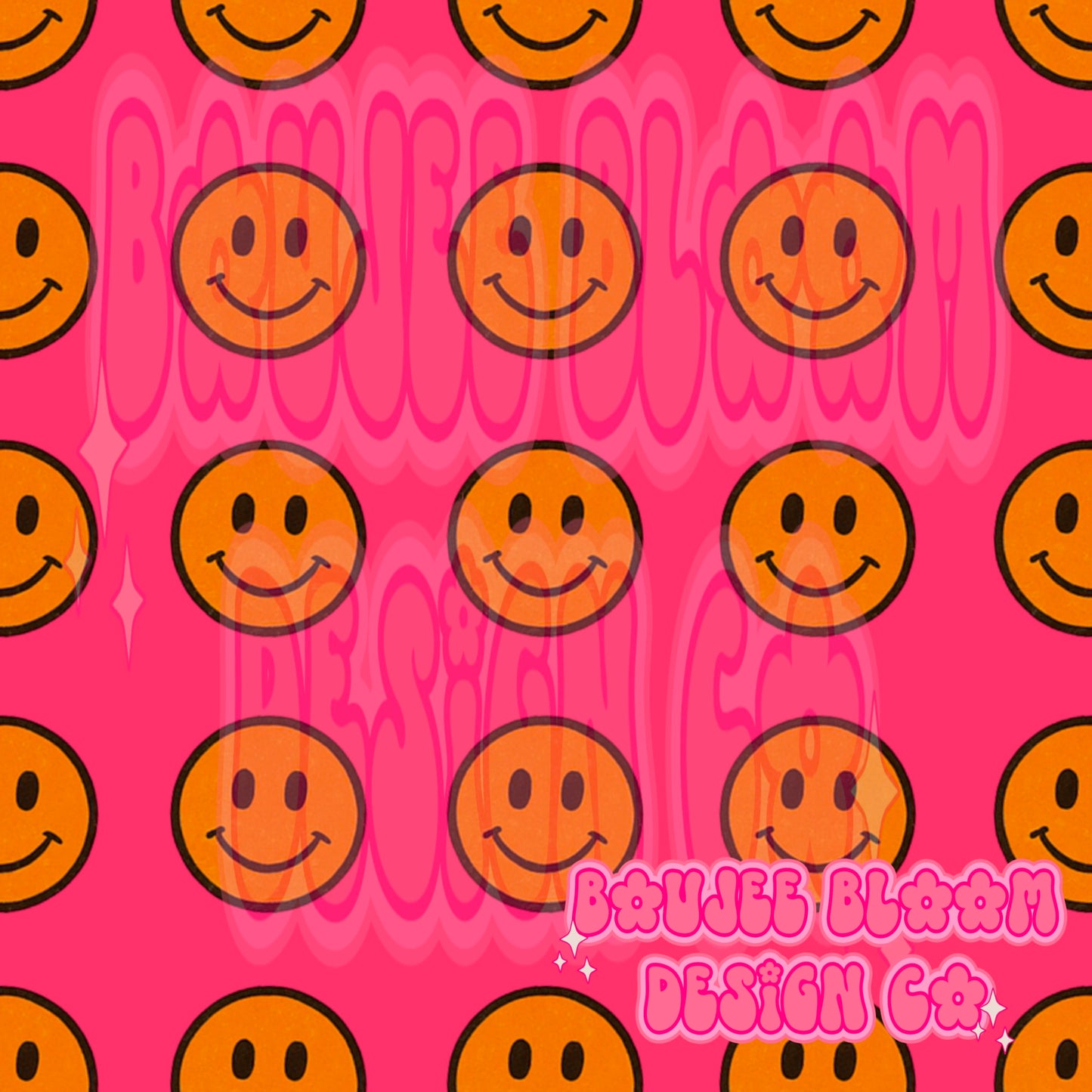 Warm Neon Pink Smiles SEAMLESS