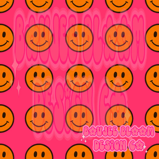 Warm Neon Pink Smiles SEAMLESS