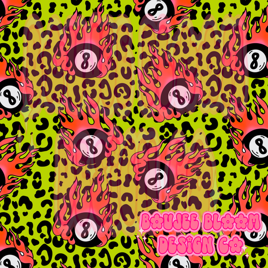 8 Ball Flames cheetah seamless