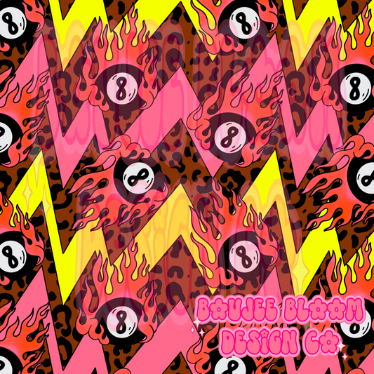 8 Ball Flames Retro seamless