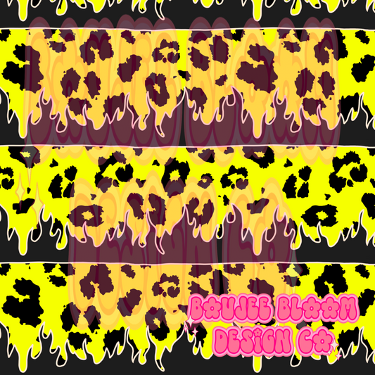Neon Cheetah and Flames seamless