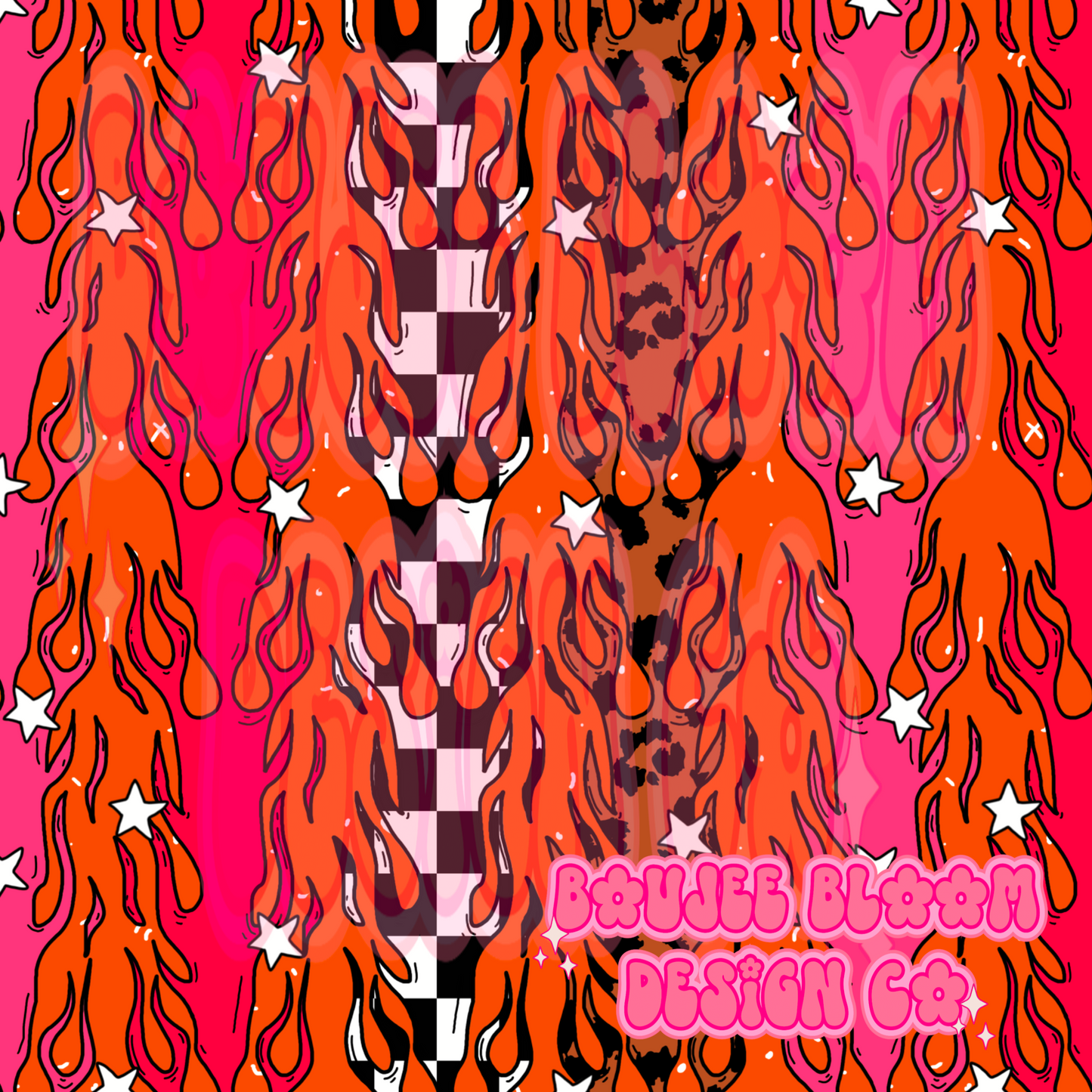 Boujee Bloom Retro Flames seamless