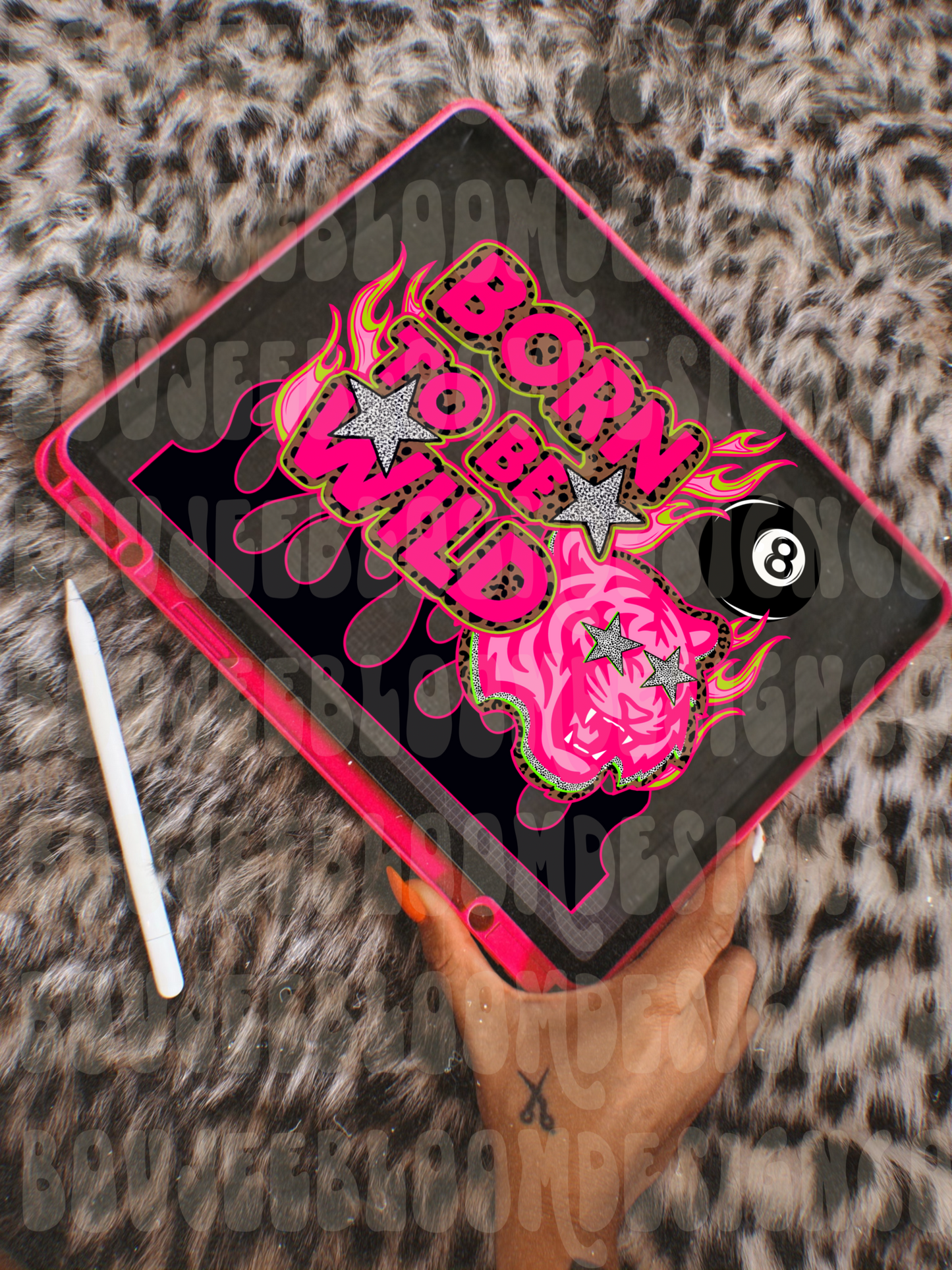 Born To Be Wild Pretty in Pink Tiger PNG