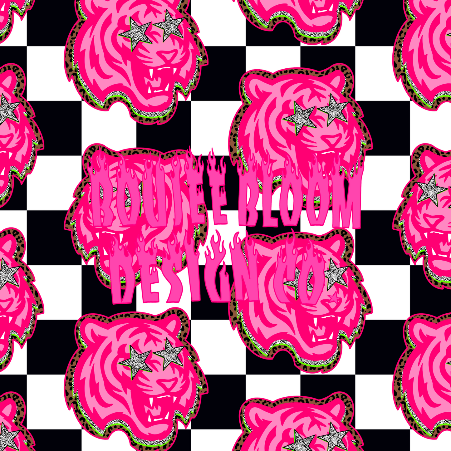 Pretty in Pink Tiger Checker seamless