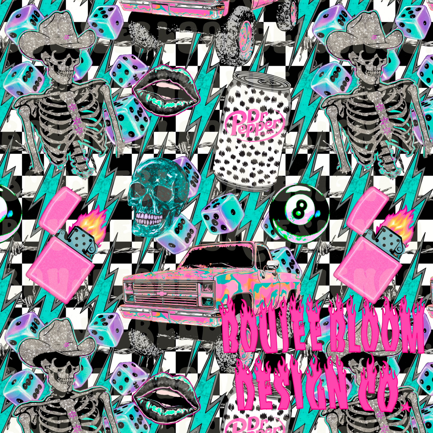 Barbwire and Turquoise Collage Seamless