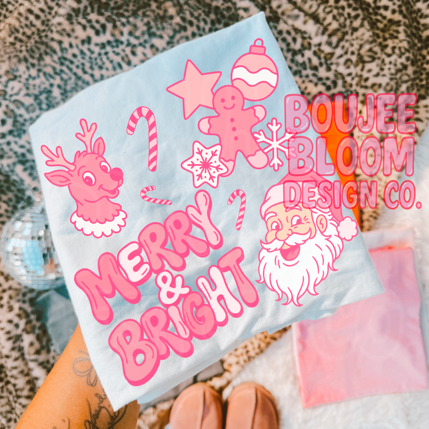 Merry and Bright Pink PNG