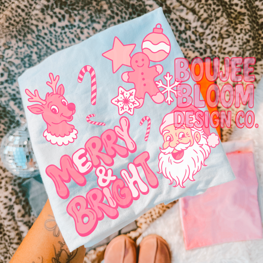 Merry and Bright Pink PNG