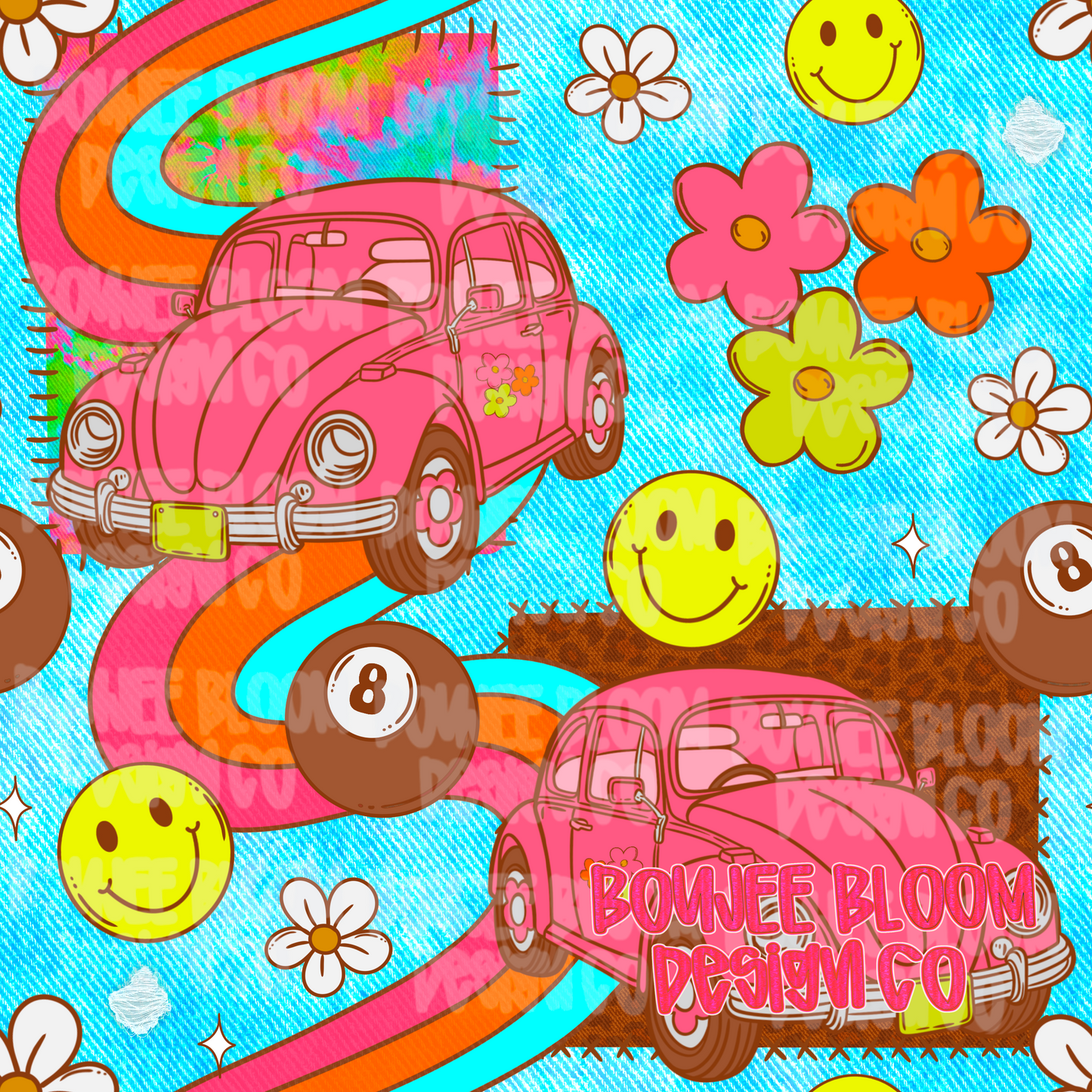 Retro Denim Bugs Seamless