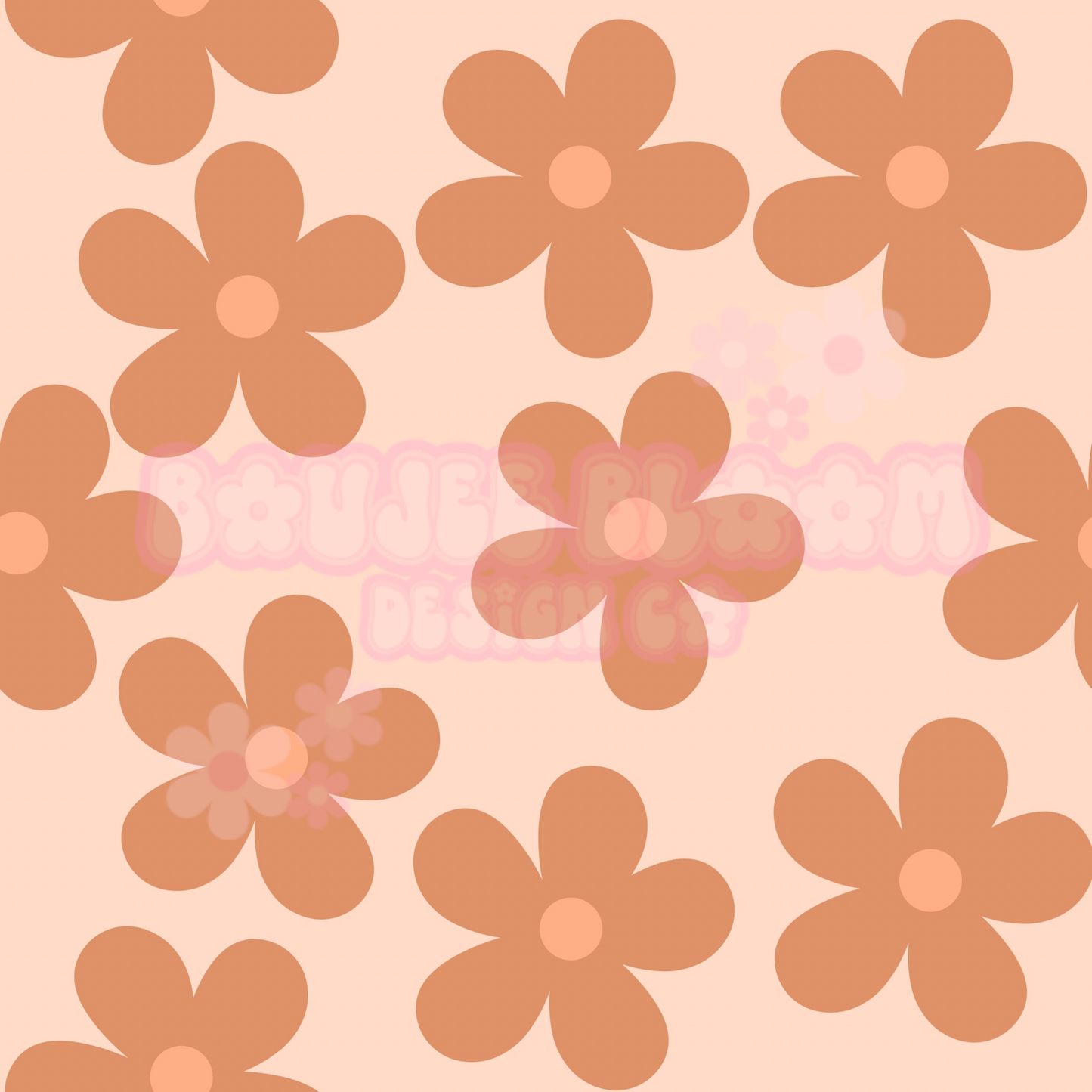 Peachy Retro Flowers