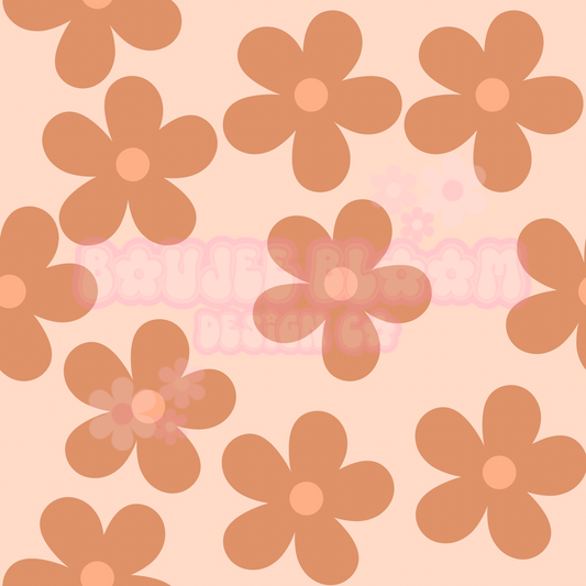 Peachy Retro Flowers